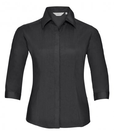 Russell Collection Ladies 3/4 Sleeve Fitted Poplin Shirt