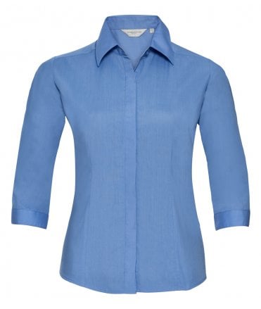 Russell Collection Ladies 3/4 Sleeve Fitted Poplin Shirt