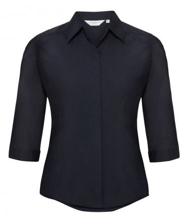 Russell Collection Ladies 3/4 Sleeve Fitted Poplin Shirt