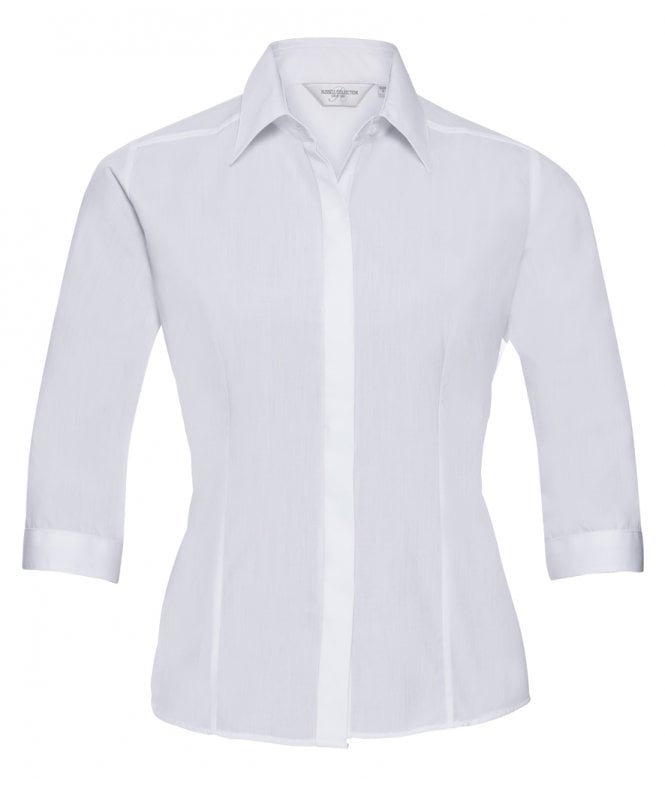 Russell Collection  Ladies 3/4 Sleeve Fitted Poplin Shirt