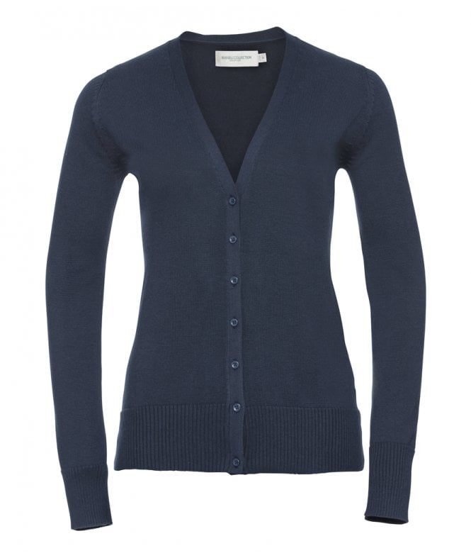 Russell Collection  Ladies Cotton Acrylic V Neck Cardigan