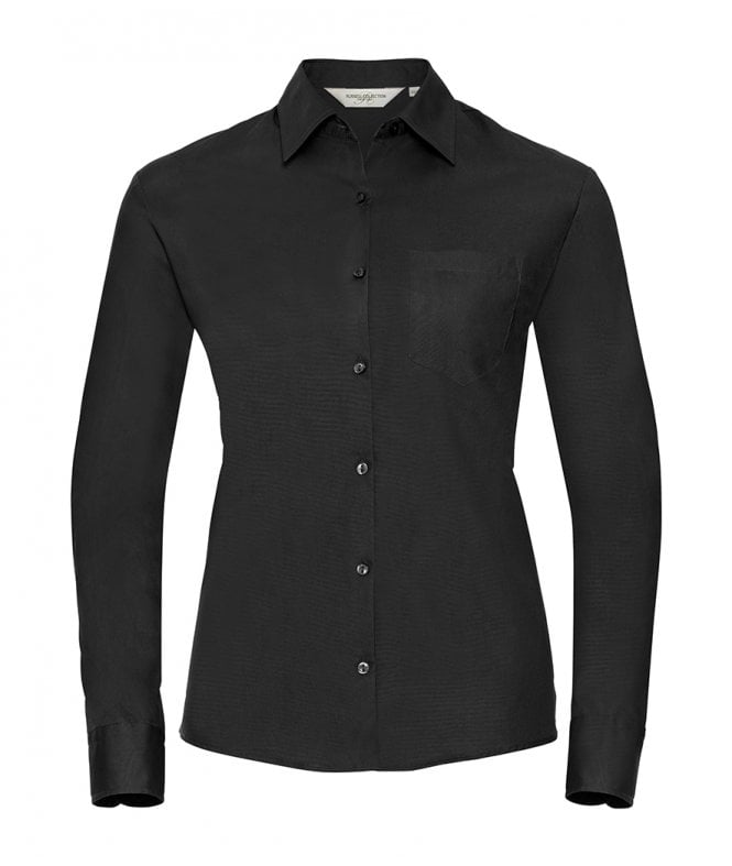 Russell Collection  Ladies Long Sleeve Easy Care Cotton Poplin Shirt