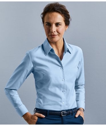 Russell Collection Ladies Long Sleeve Easy Care Oxford Shirt