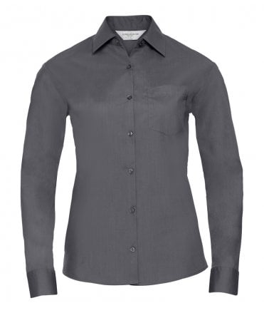 Russell Collection Ladies Long Sleeve Easy Care Poplin Shirt