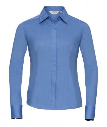 Russell Collection Ladies Long Sleeve Fitted Poplin Shirt