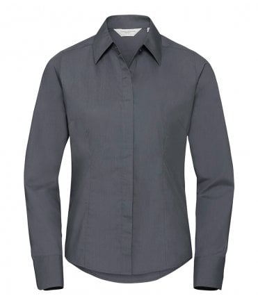 Russell Collection Ladies Long Sleeve Fitted Poplin Shirt