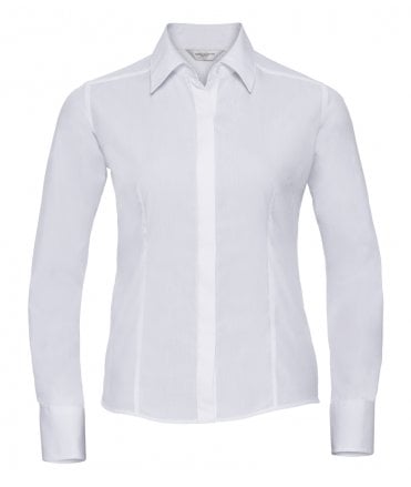 Russell Collection Ladies Long Sleeve Fitted Poplin Shirt