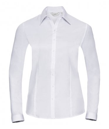 Russell Collection Ladies Long Sleeve Herringbone Shirt