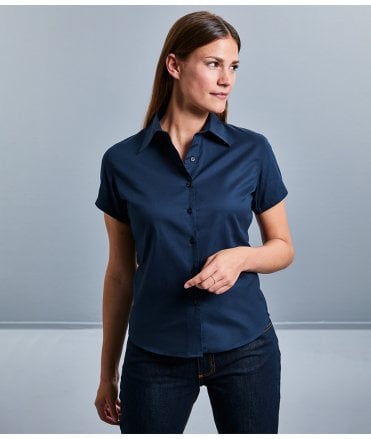 Russell Collection Ladies Short Sleeve Classic Twill Shirt