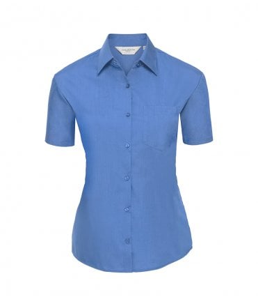 Russell Collection Ladies Short Sleeve Easy Care Poplin Shirt