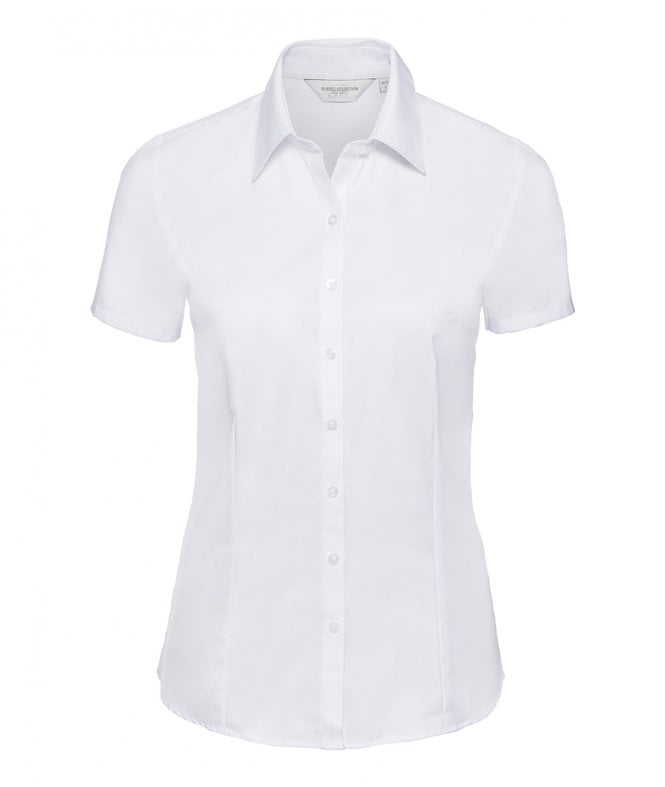 Russell Collection  Ladies Short Sleeve Herringbone Shirt