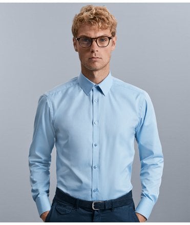 Russell Collection Long Sleeve Herringbone Shirt