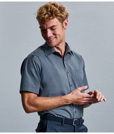 Russell Collection Short Sleeve Easy Care Poplin Shirt