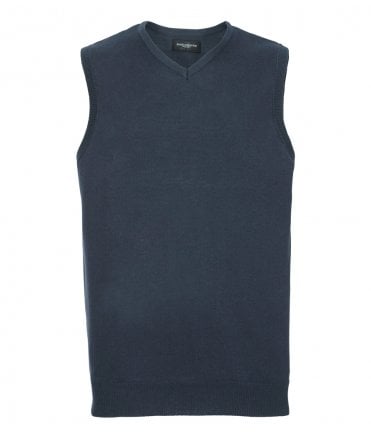 Russell Collection Sleeveless Cotton Acrylic V Neck Sweater