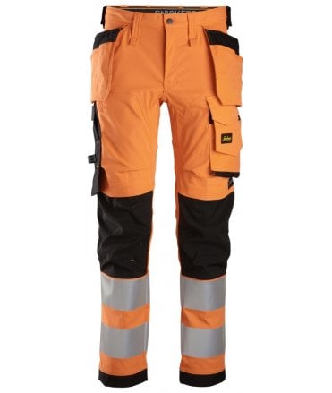 Snickers AllroundWork, High-Vis Stretch Trousers Holster Pockets Class 2