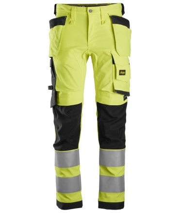 Snickers AllroundWork, High-Vis Stretch Trousers Holster Pockets Class 2
