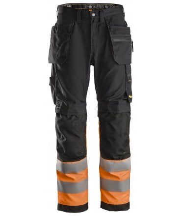 Snickers AllroundWork, High-Vis Work Trousers+ Holster Pockets Class 1