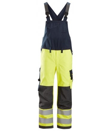 Snickers ProtecWork, Bib & Brace Trousers, High-Vis Class 2