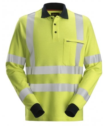 Snickers ProtecWork, Long Sleeve Polo Shirt, High-Vis Class 3