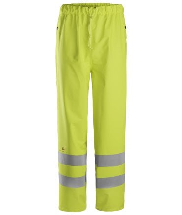 Snickers ProtecWork, Rain Trousers PU, High-Vis Class 2