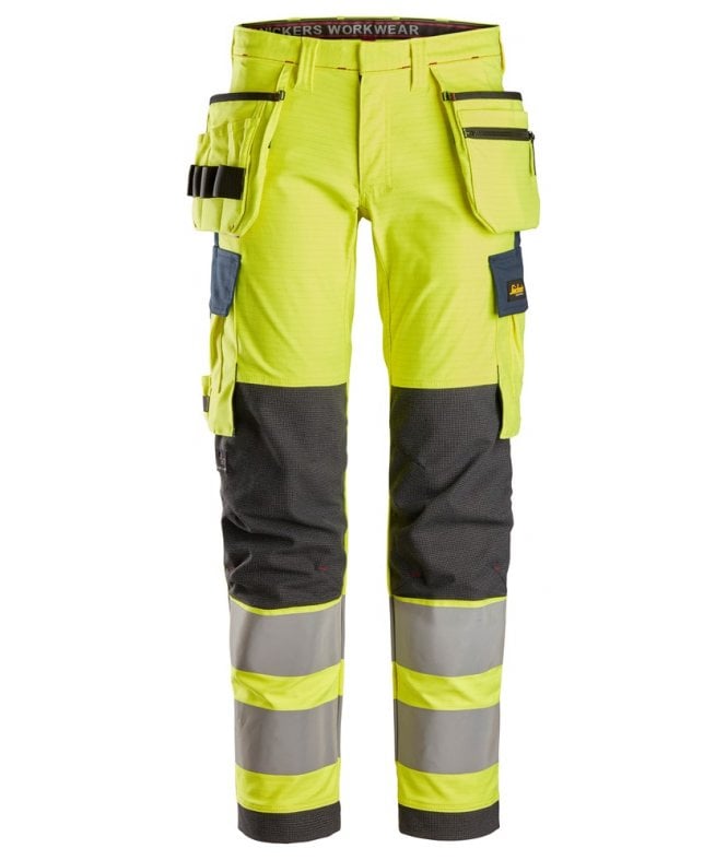 Snickers ProtecWork, Stretch Work Trousers Holster Pockets, High-Vis Class 2