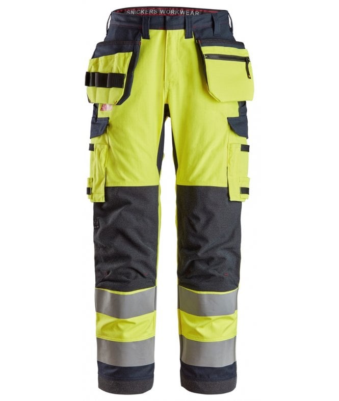 Snickers ProtecWork, Work Trousers Holster Pockets Equal Leg Pockets, High-Vis Class 2