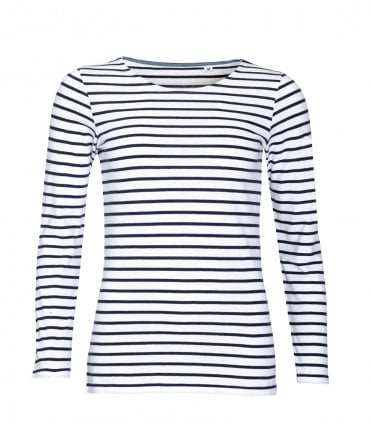 SOL'S Ladies Marine Long Sleeve Stripe T-Shirt
