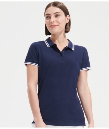 SOL'S Ladies Pasadena Tipped Cotton Pique Polo Shirt