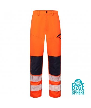 Essentials Hi Vis Eco Coolair 4-Way Stretch Orange/Navy Trousers