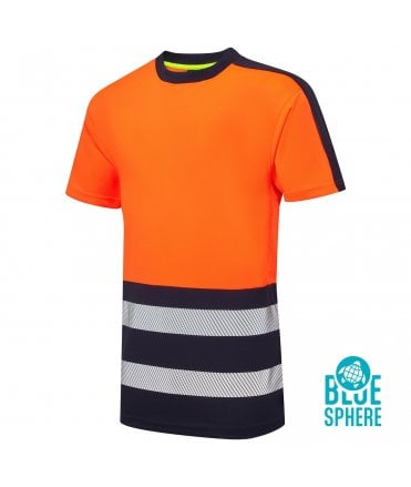 Essentials Hi Vis Eco CoolAir Orange/Navy T-Shirt