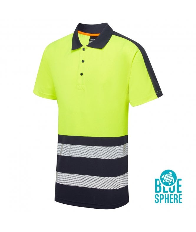 Supertouch Essentials Hi-Vis Eco Coolair Yellow/Navy Polo Shirt