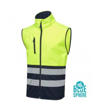 Essentials Hi Vis Eco Coolair Yellow/Navy Softshell Gilet