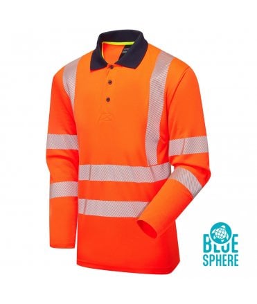 Essentials Hi-Vis Eco CoolMax Orange Long Sleeve Polo