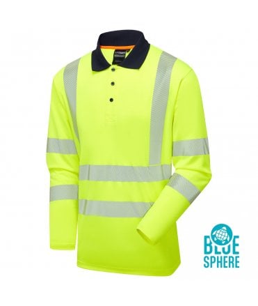 Essentials Hi-Vis Eco CoolMax Yellow Long Sleeve Polo