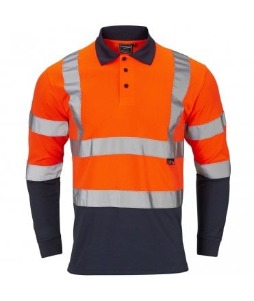 Supertouch Hi-Vis 2 Tone Orange Long Sleeve Polo Shirt