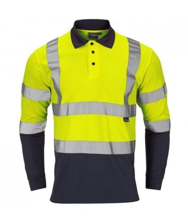 Supertouch Hi-Vis 2 Tone Yellow Long Sleeve Polo Shirt