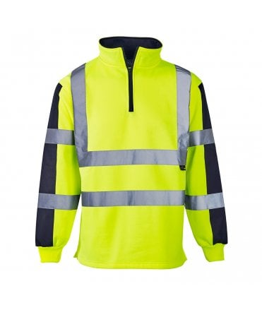 Supertouch Hi Vis 2 Tone Yellow Rugby Sweatshirt
