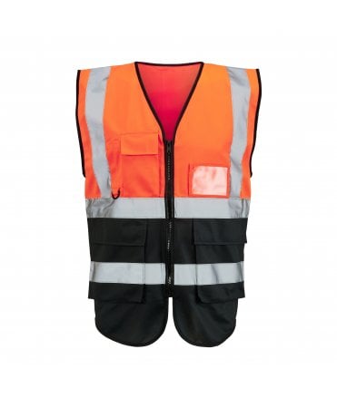 Hi Vis Orange 2 Tone Executive Vest - Orange/Black