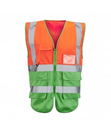 Hi Vis Orange 2 Tone Executive Vest- Orange/Green