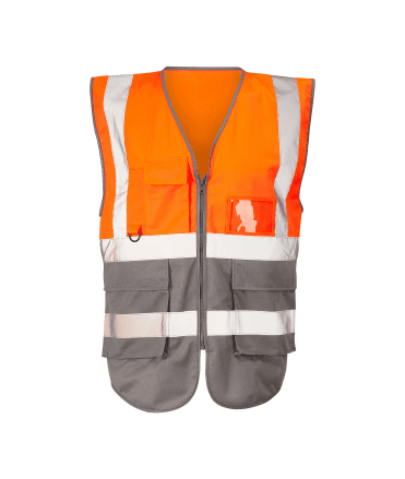 Hi Vis Orange 2 Tone Executive Vest - Orange/Grey