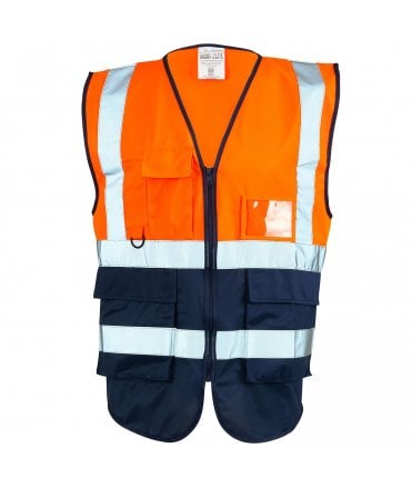 Supertouch Hi Vis Orange 2 Tone Executive Vest - Orange/Navy
