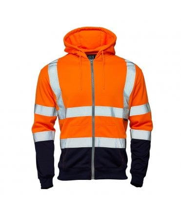 Supertouch Hi Vis Orange 2 Tone Hoodie Zipped