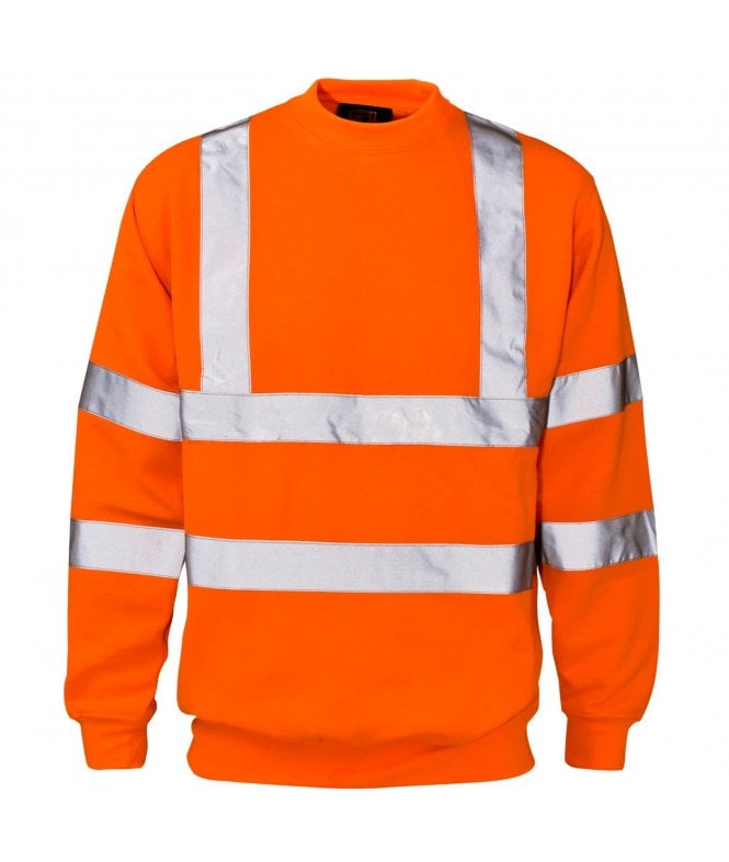 Supertouch  Hi Vis Orange Crew Neck Sweatshirt