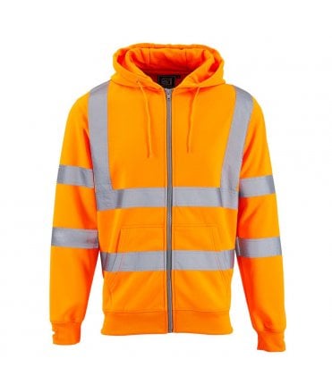Supertouch Hi Vis Orange Zipped Hooded Sweatshirt