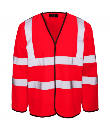 Supertouch Hi Vis Red Long Sleeved Velcro Vest