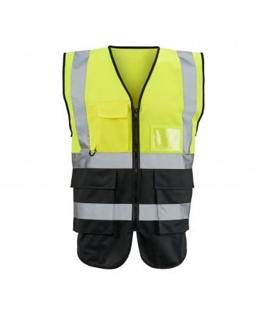 Hi Vis Yellow  2 Tone Executive Vest - Yellow/Black