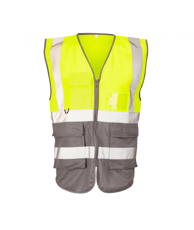 Supertouch Hi Vis Yellow  2 Tone Executive Vest - Yellow/Grey