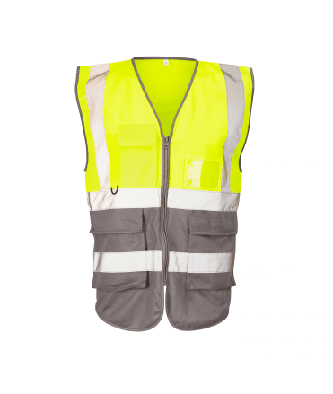 Hi Vis Yellow  2 Tone Executive Vest - Yellow/Grey