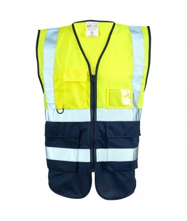 Supertouch Hi Vis Yellow 2 Tone Executive Vest - Yellow/Navy