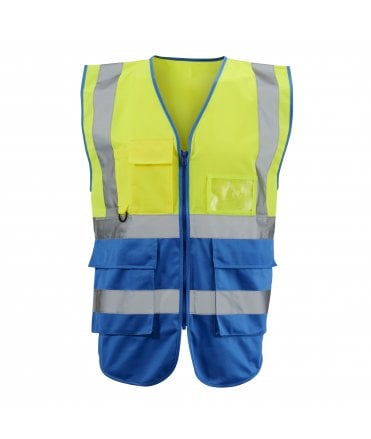 Hi Vis Yellow  2 Tone Executive Vest - Yellow/Royal Blue